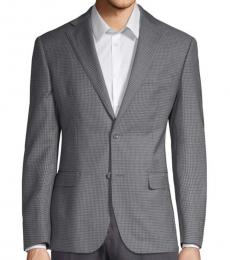 Michael Kors Light Grey Classic-Fit Checked Jacket