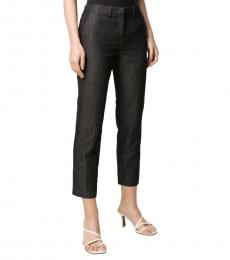 Emporio Armani Navy Blue Crinkled Slim-Fit Trousers