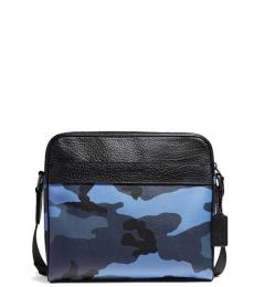 Coach Blue Camo Charles Camera Large Crossbody