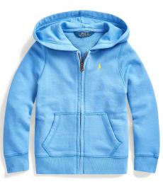 Ralph Lauren Little Girls Blue Cotton-Blend-Terry Hoodie