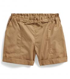 Ralph Lauren Girls Boating Khaki Twill Camp Shorts