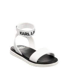 Karl Lagerfeld Girls White Leather Sandals