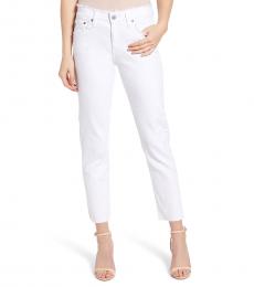 AG Adriano Goldschmied Retro White Boyfriend Distressed Slim Jeans