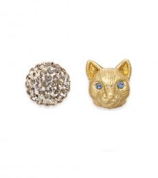 Kate Spade Gold Ball & Cat Mismatch Stud Earrings
