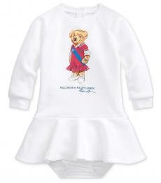 Ralph Lauren Baby Girls White Polo Bear Dress