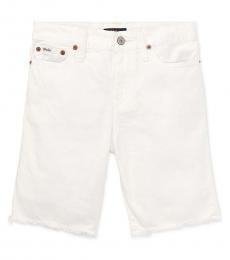 Ralph Lauren Boys White Frayed Denim Shorts