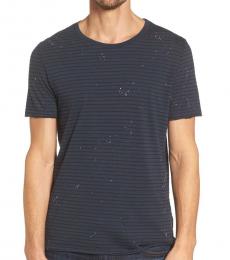 AG Adriano Goldschmied Black Julian Stripe Raw T-Shirt