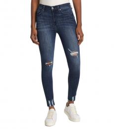 7 For All Mankind Dark Blue High Waist Ankle Skinny Jeans