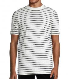 Hugo Boss White Tiburt Striped Cotton T-Shirt