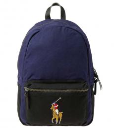 Navy Blue Pony Large Backpack