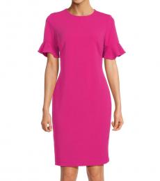 Calvin Klein Pink Bell Sleeve Sheath Mini Dress