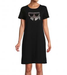Karl Lagerfeld Black Embellished Karl T Shirt Dress