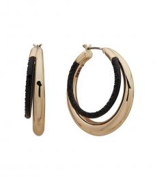 DKNY Golden Black Double Row Hoop Earrings