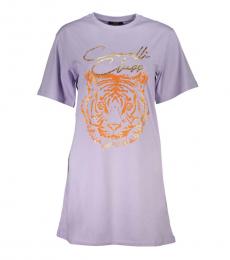 Cavalli Class Light Purple Logo Graphic Dress