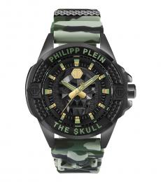 Philipp Plein Green Camo Print Logo Dial Watch