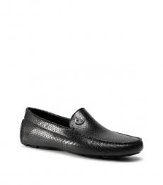 Just Cavalli Black Crocodile Leather Loafers