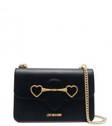 Black Heart-Charm Medium Shoulder Bag