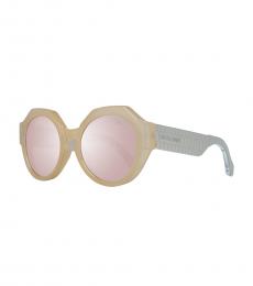 Natural Oval Mirrored Sunglasses