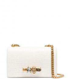 Alexander McQueen White Jeweled Mini Shoulder Bag