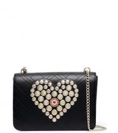 Love Moschino Black Heart-Applique Medium Shoulder Bag