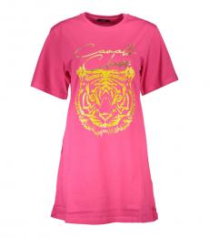 Cavalli Class Light Pink Logo Graphic Dress