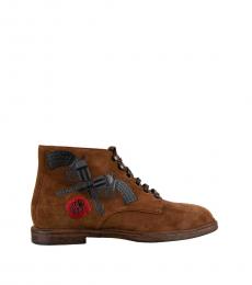 Dolce & Gabbana Brown Pistols Embroidery Boots