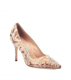 Manolo blahnik Bronze Lace Detail Heels