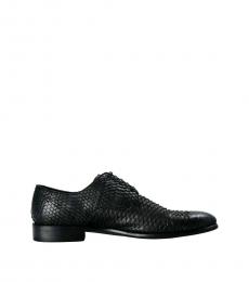 Dolce & Gabbana Black Python Print Lace Ups
