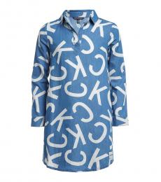 Calvin Klein Girls Blue All Over Logo Dress
