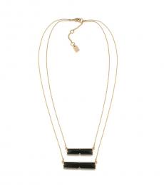 Ralph Lauren Gold-Black Faceted Rectangle Necklace
