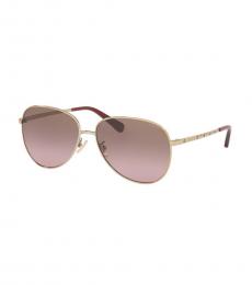 Tory Burch Light Gold-Purple Aviator Sunglasses