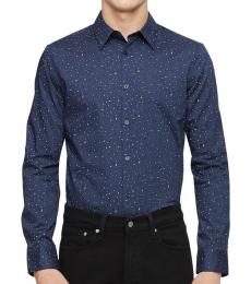 Calvin Klein Speckled Blue Paisley Dot Button-Down Shirt
