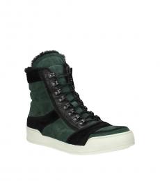 Balmain Black Green Hi Top Sneakers