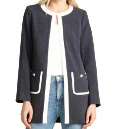 Karl Lagerfeld Navy Blue Faux Pearl Button Jacket