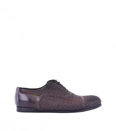 Brown Woven Perforated Lace Ups