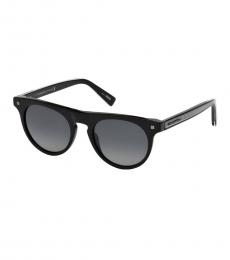 Ermenegildo Zegna Shiny Black-Smoke Polarized Sunglasses