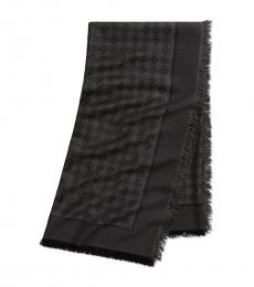 Tory Burch Black Logo Jacquard Traveler Scarf