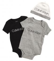 Calvin Klein 3 Piece Bodysuits/Hat Set (Baby Girls)