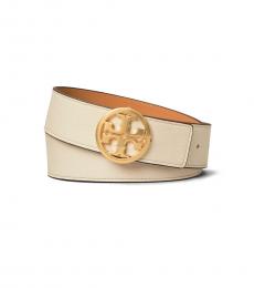 Tory Burch New Ivory-Natural Vachetta Reversible Belt