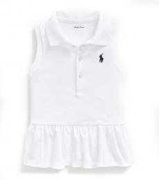 Ralph Lauren Baby Girls Pure White Sleeveless Mesh Polo