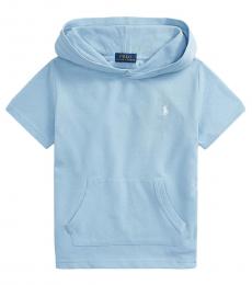 Ralph Lauren Little Boys Powder Blue Mesh Hooded T-Shirt