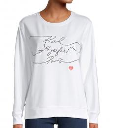 Karl Lagerfeld White Black Ribbed Cotton-Blend Sweatshirt
