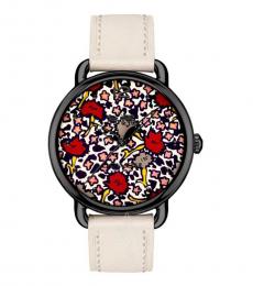White Floral Dial Watch