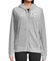 Calvin Klein Light Grey Logo Zip-Front Hoodie