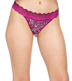 Dark Pink Lace-Trim Thong Underwear