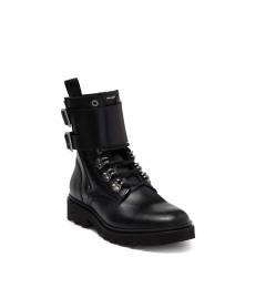 Karl Lagerfeld Black Double Buckle Strap Boots