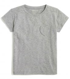 Girls Heather Dolphin Heart Pocket T-Shirt