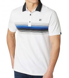 DKNY White Classic Bennet Striped Polo