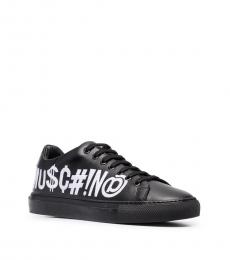 Black Embroidered Logo Sneakers