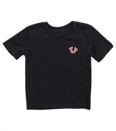 Little Boys Black Puff Print Logo T-Shirt